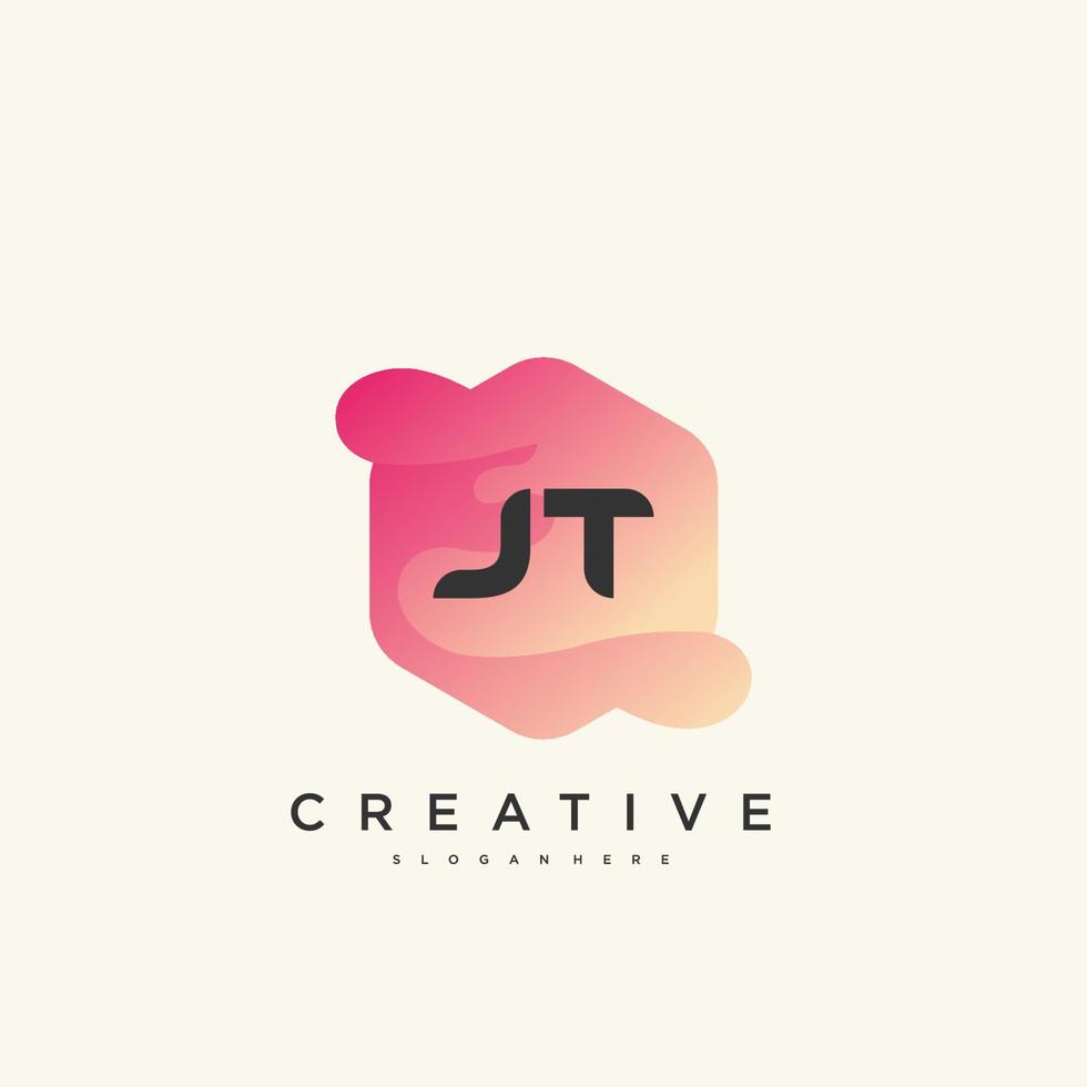 jt letra inicial colorido logotipo icono diseño plantilla elementos vector art.