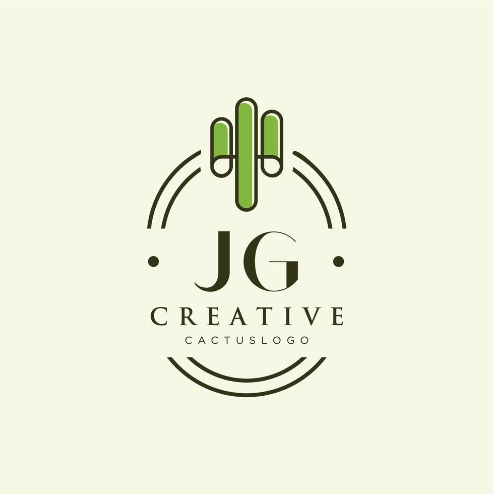 jg letra inicial vector de logotipo de cactus verde