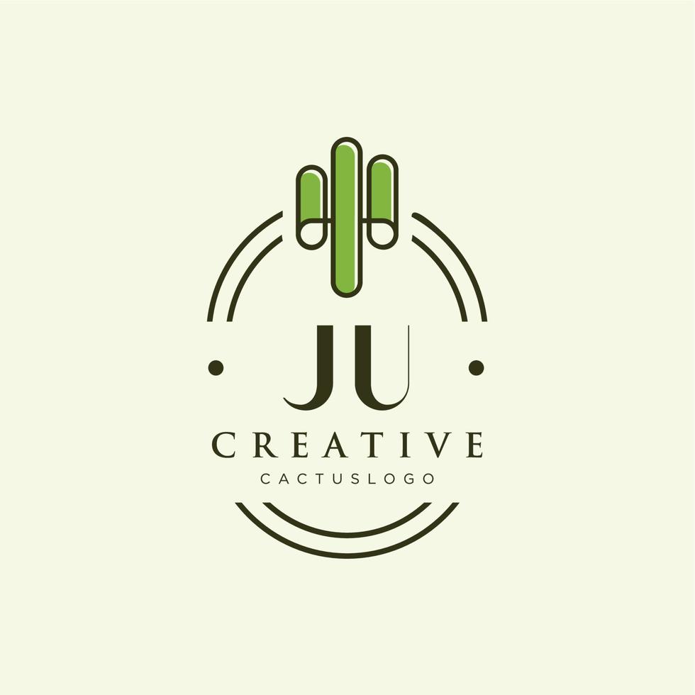 ju letra inicial vector de logotipo de cactus verde