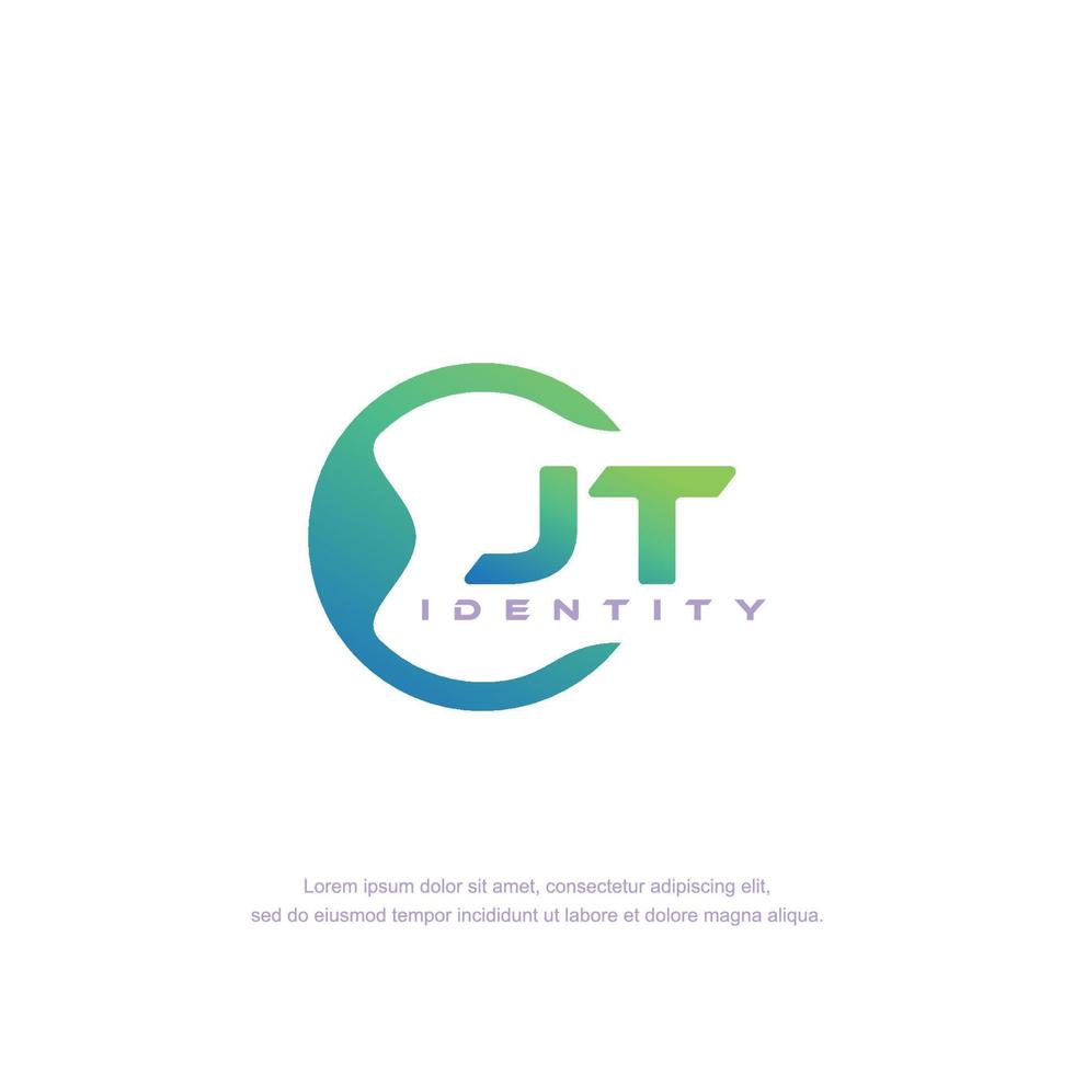 JT Initial letter circular line logo template vector with gradient color blend