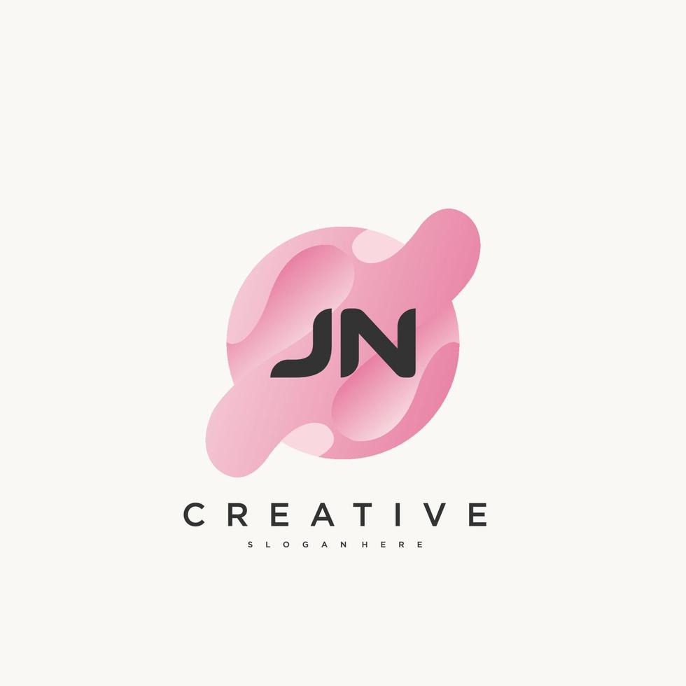 JN Initial Letter Colorful logo icon design template elements Vector