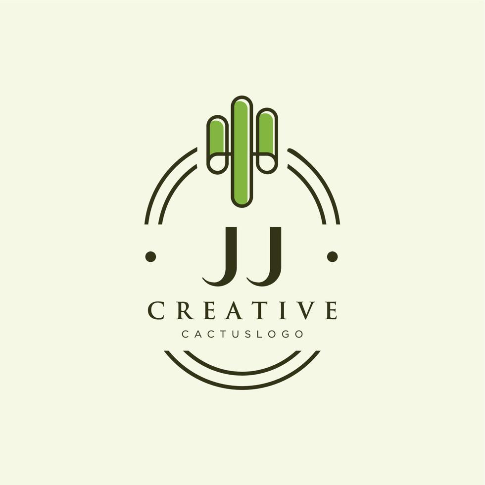 jj letra inicial vector de logotipo de cactus verde