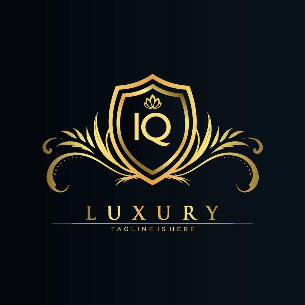 IQ Letter Initial with Royal Template.elegant with crown logo vector, Creative Lettering Logo Vector Illustration.