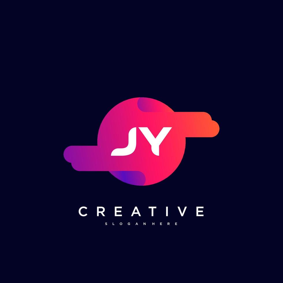 jy letra inicial colorido logotipo icono diseño elementos de plantilla vector art.