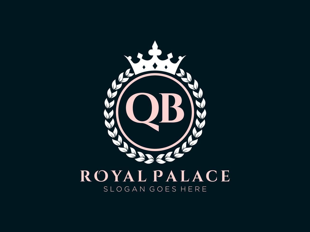 Letter QB Antique royal luxury victorian logo with ornamental frame. vector