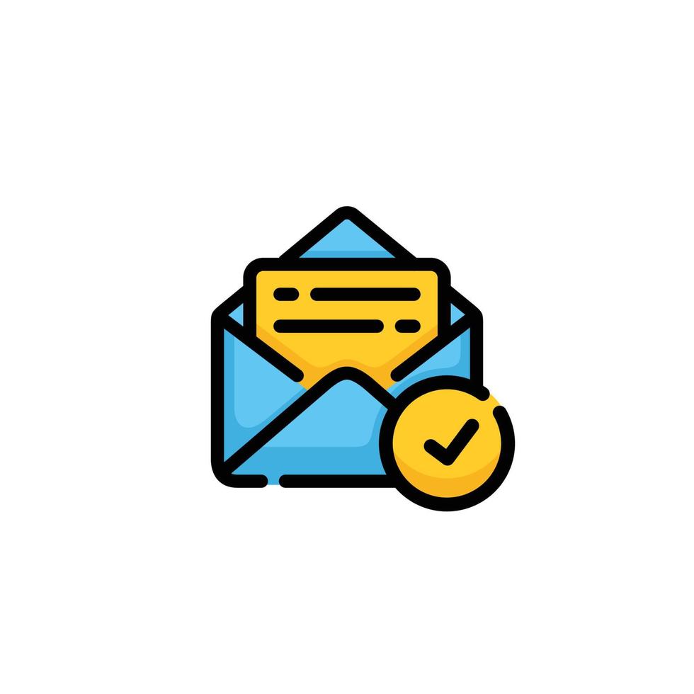 Email check mark icon. Message check mark icon vector