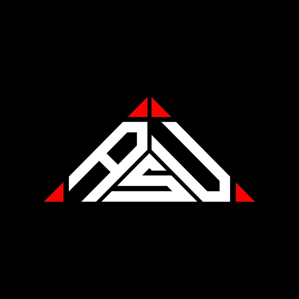 diseño creativo del logotipo de la letra asu con gráfico vectorial, logotipo simple y moderno de asu en forma de triángulo. vector
