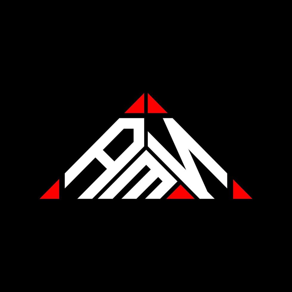 diseño creativo del logotipo de la letra amn con gráfico vectorial, logotipo simple y moderno de amn en forma de triángulo. vector