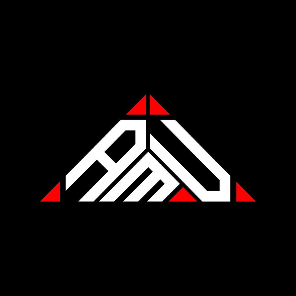 AMU letter logo creative design with vector graphic, AMU simple and modern logo in triangle shape.