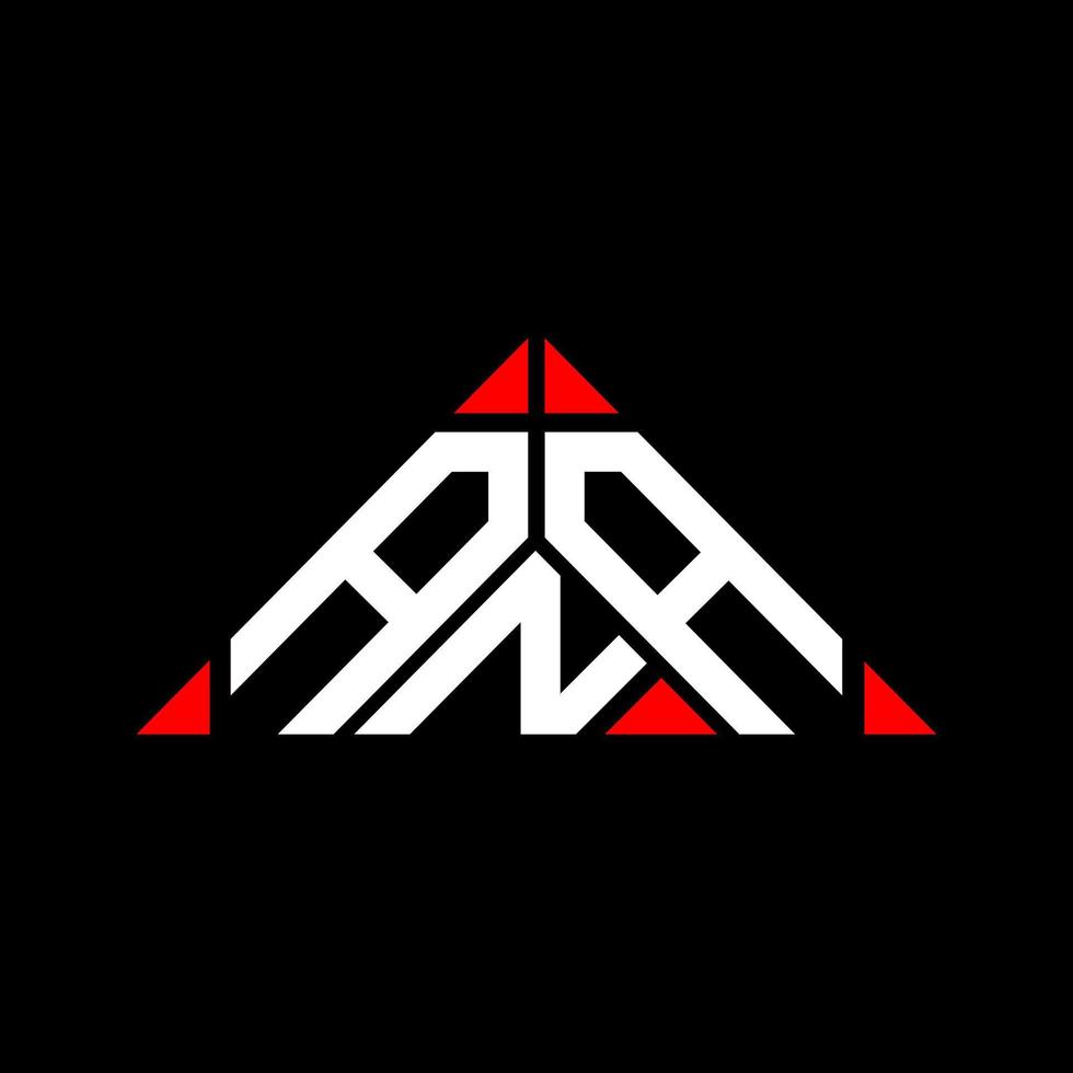 diseño creativo del logotipo de la letra ana con gráfico vectorial, logotipo simple y moderno de ana en forma de triángulo. vector