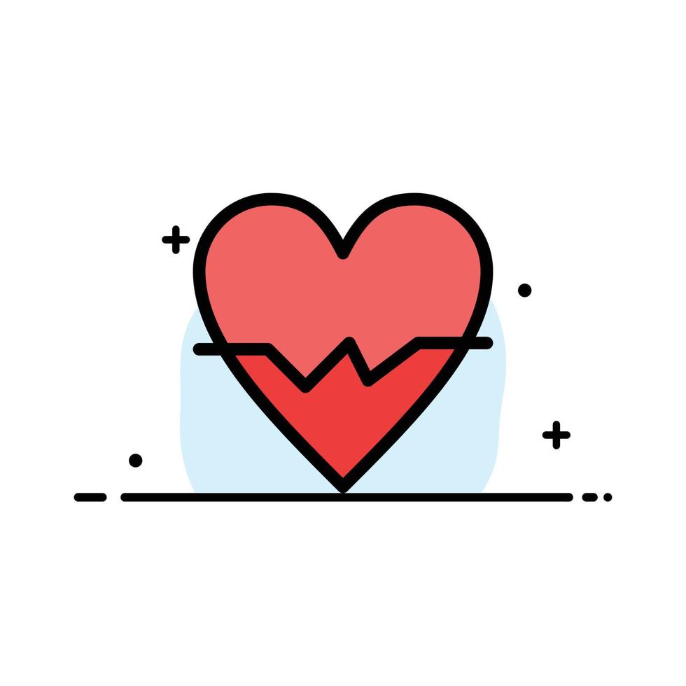 corazón amor latido piel negocio línea plana icono lleno vector banner plantilla