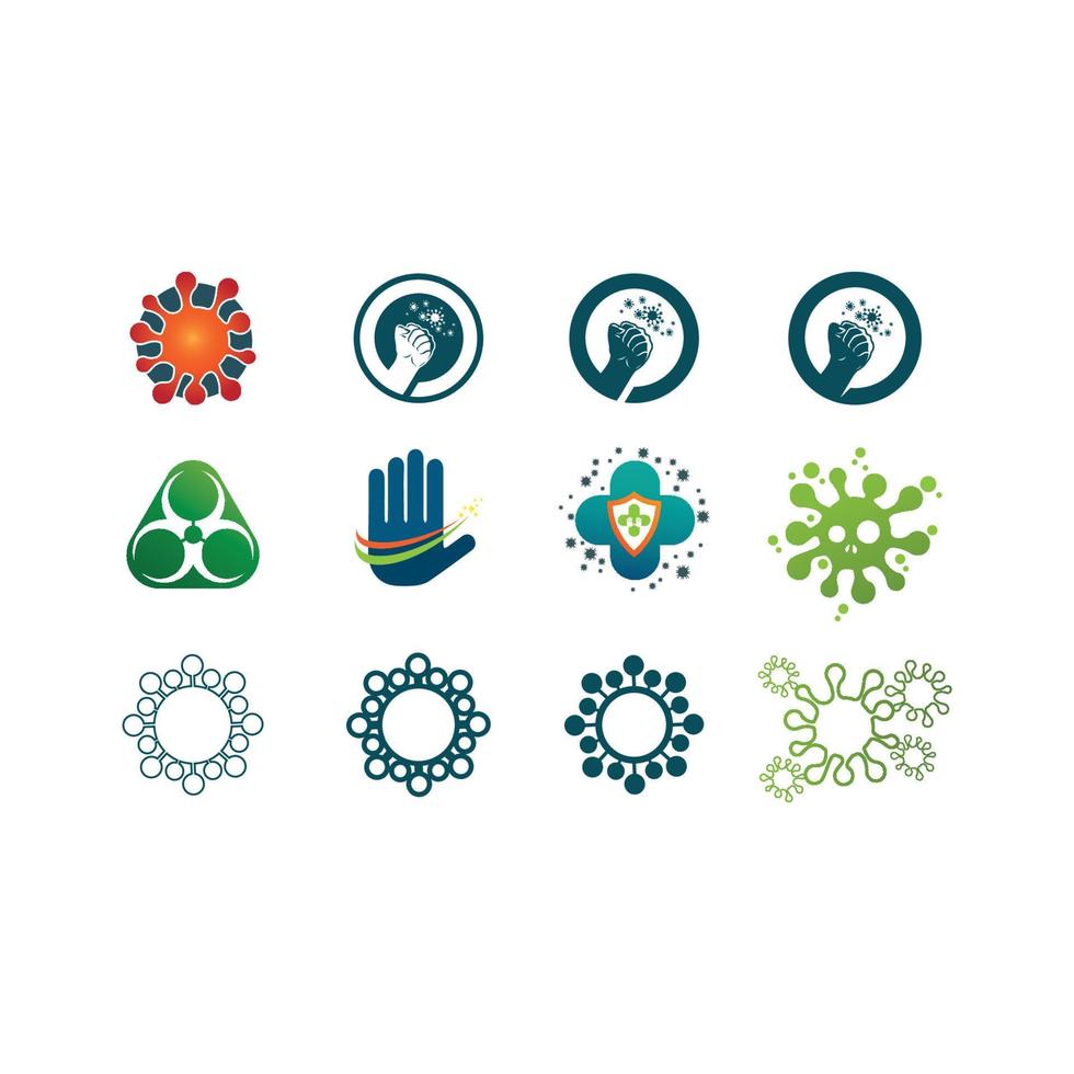 virus, coronavirus, bacterias, gérmenes y microbios aislados en fondo blanco. ilustración de icono de vector