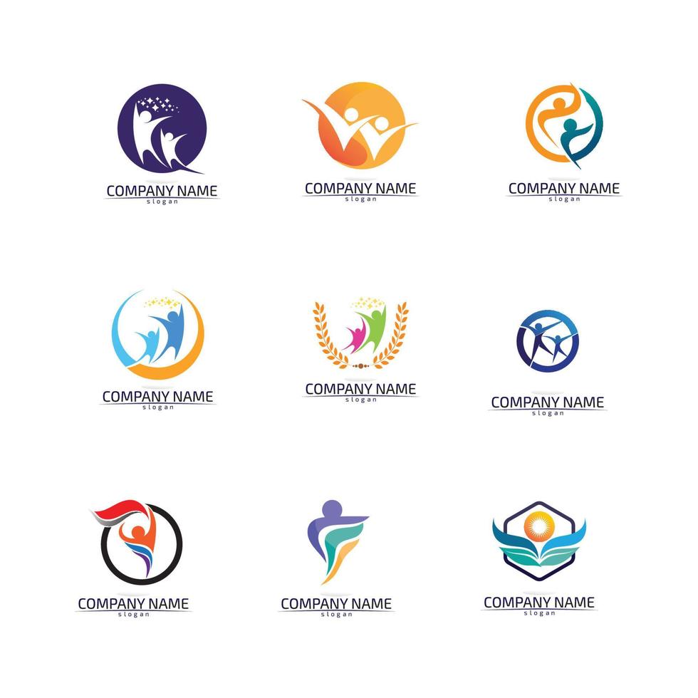 Abstract people logo design.fun people,healthy people,sport,community people symbol vector illustration