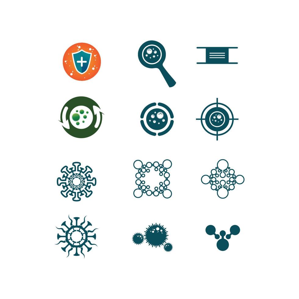 virus,coronavirus, Bacteria, Germs and Microbe isolated on white background. Vector Icon Illustration