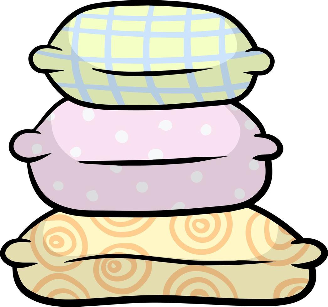 Stack of white pillows. Soft element of furniture and bed. Sleep and rest icon. Cartoon illustration isolated on white. vector