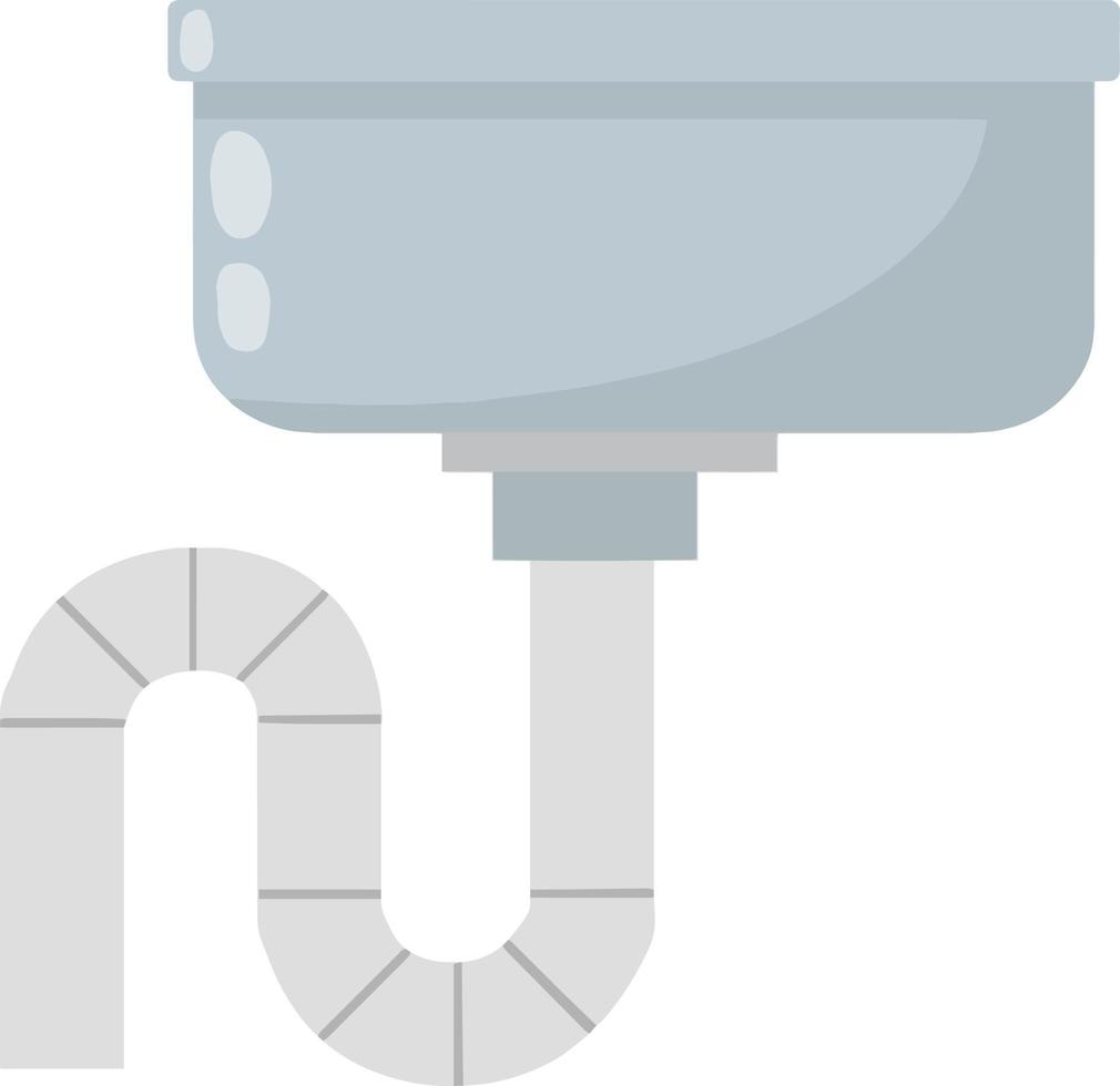 Sink. Kitchen and bath element. Sewage system. Water pipe. Cartoon flat illustration. vector