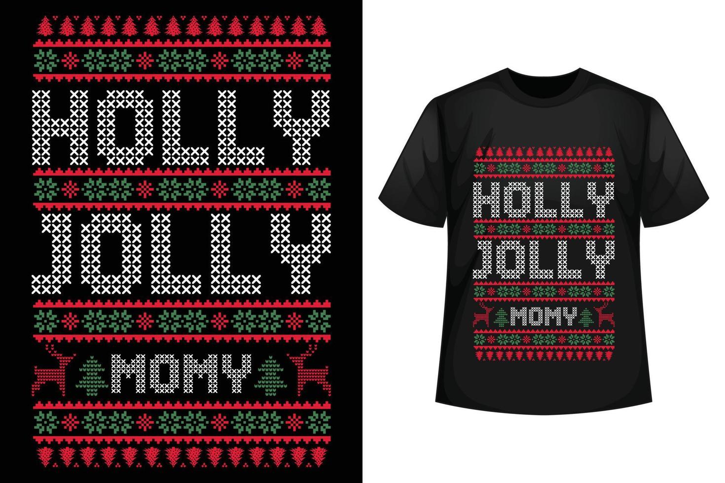 holly jolly momy - plantilla de diseño de camiseta navideña vector