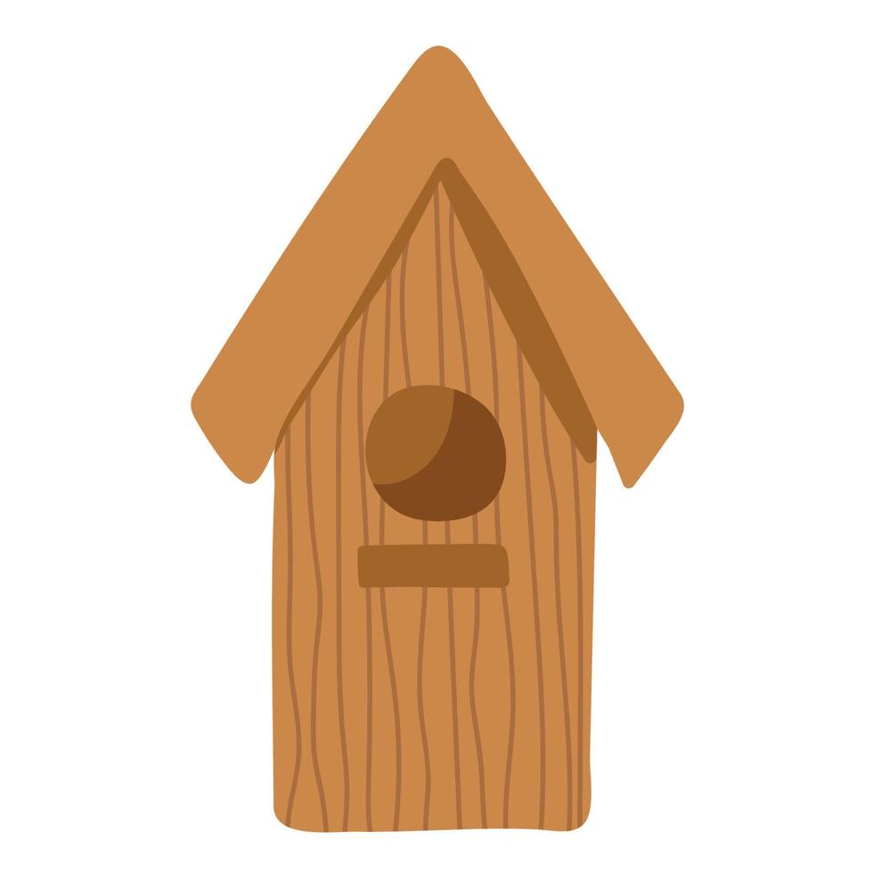 Wooden birdhouse isolated on white background. vector illustration.