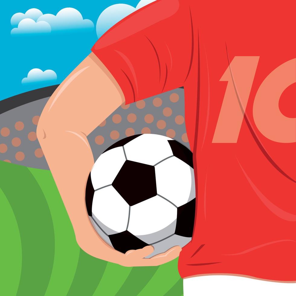 jugador de fútbol de hombre aislado con una ilustración de vector de pelota
