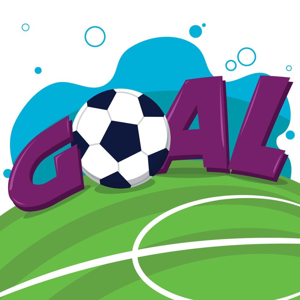 Soccer ball in a goal poster Vector illustration