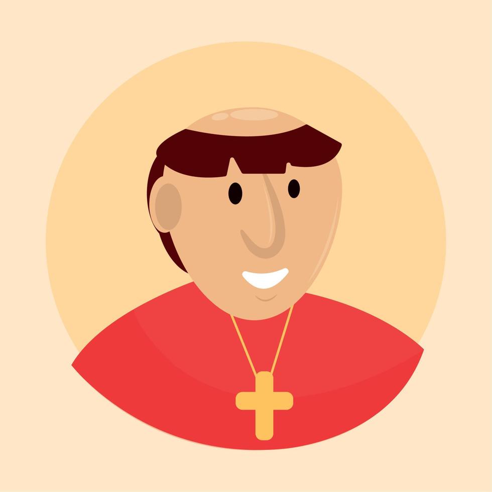 Ilustración de vector de personaje medieval de sacerdote lindo aislado