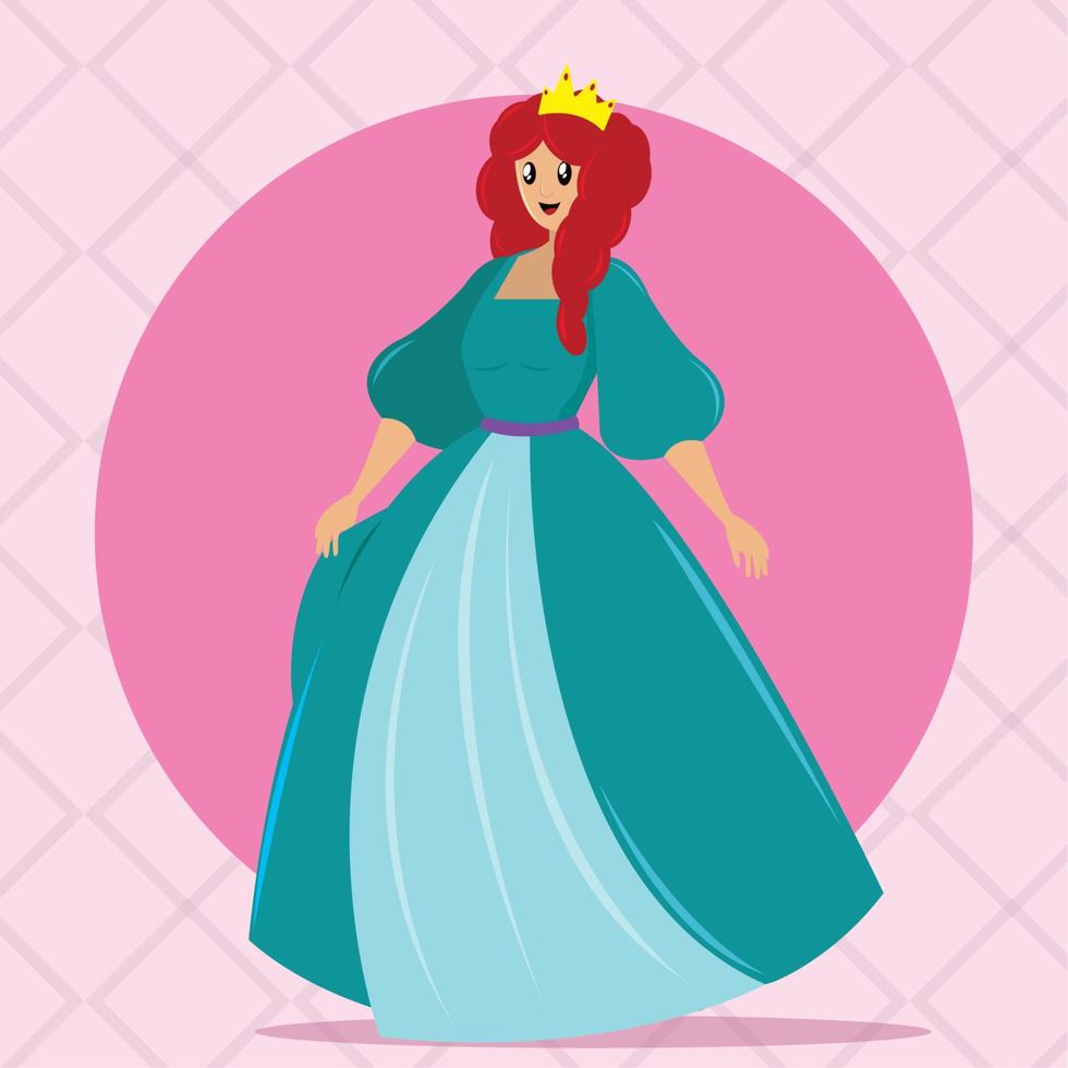 Ilustración de vector de personaje medieval de princesa femenina linda aislada