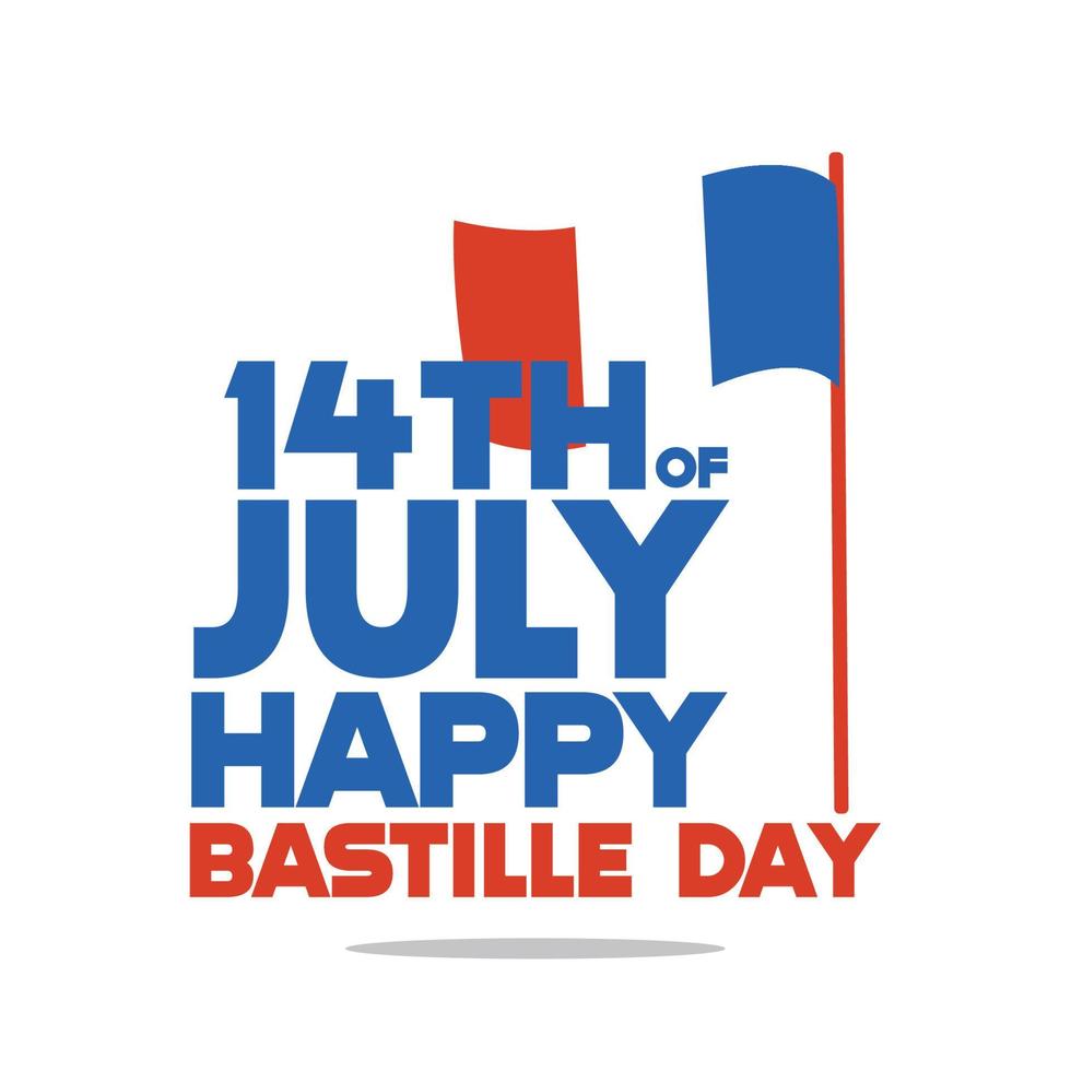 Colored happy bastille day poster with flag of France Vector illustration
