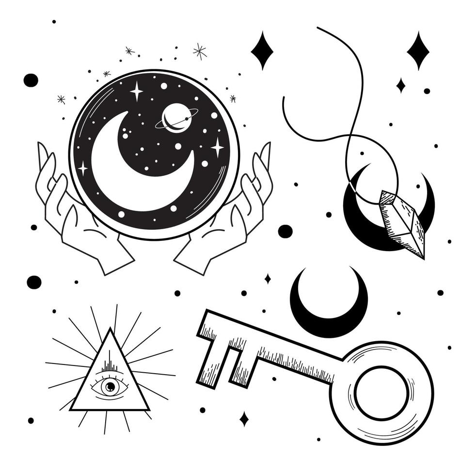 Pattern background with esoterism icons Vector illustration