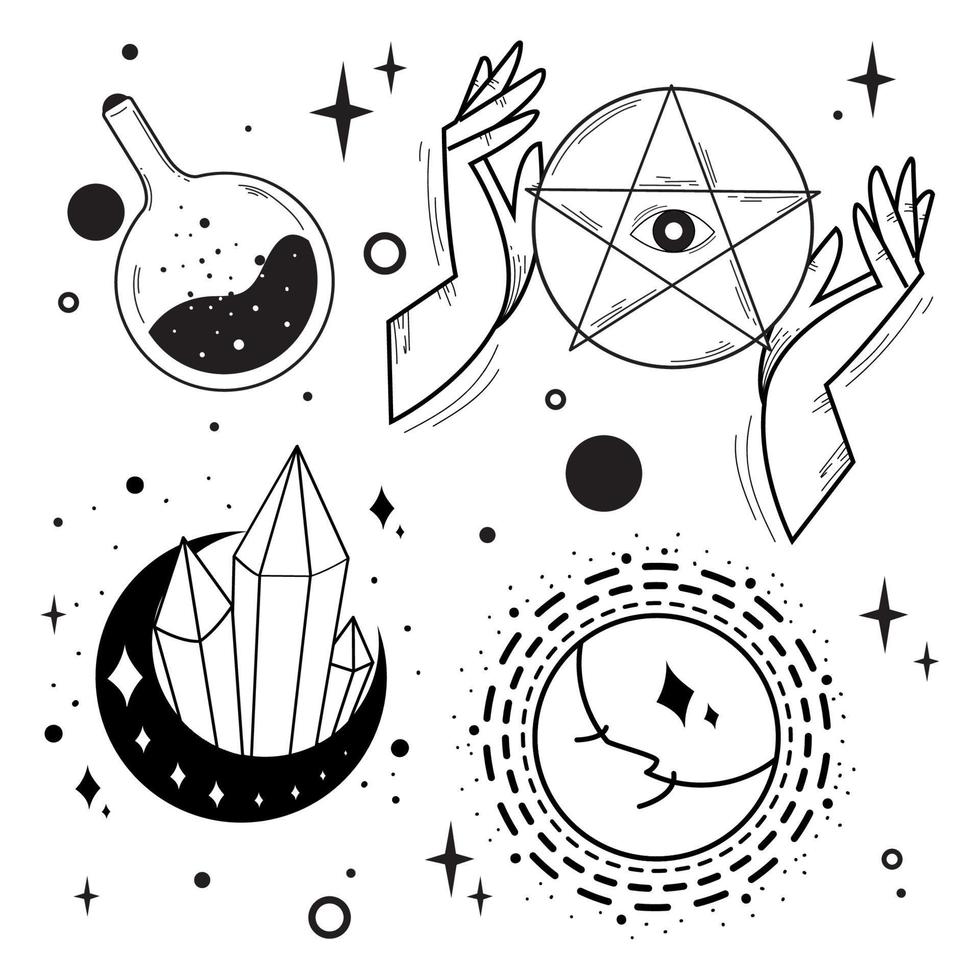 Pattern background with esoterism icons Vector illustration