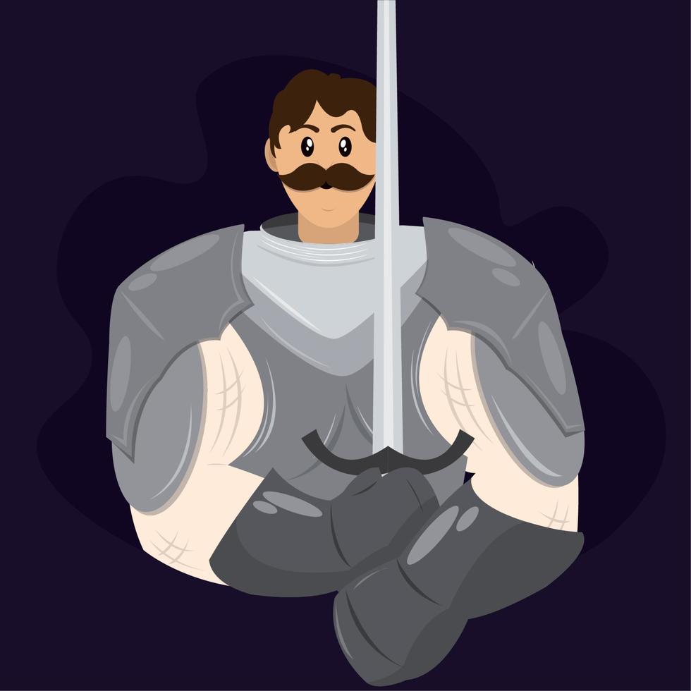 Isolated cute male medieval knight character Vector illustration