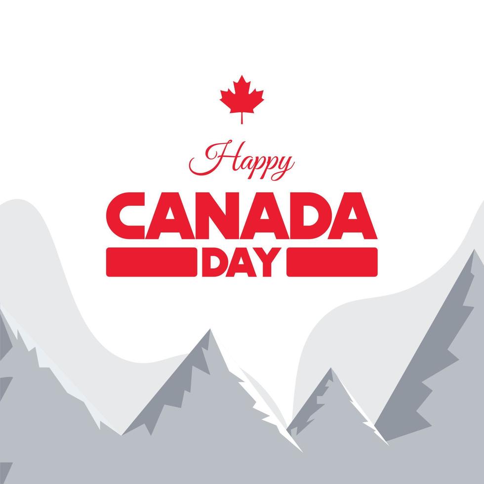 feliz día de canadá poster montañas con texto ilustración vectorial vector