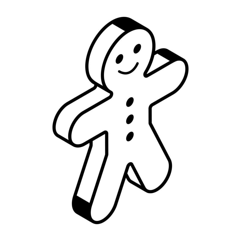 A linear isometric icon of gingerbread vector