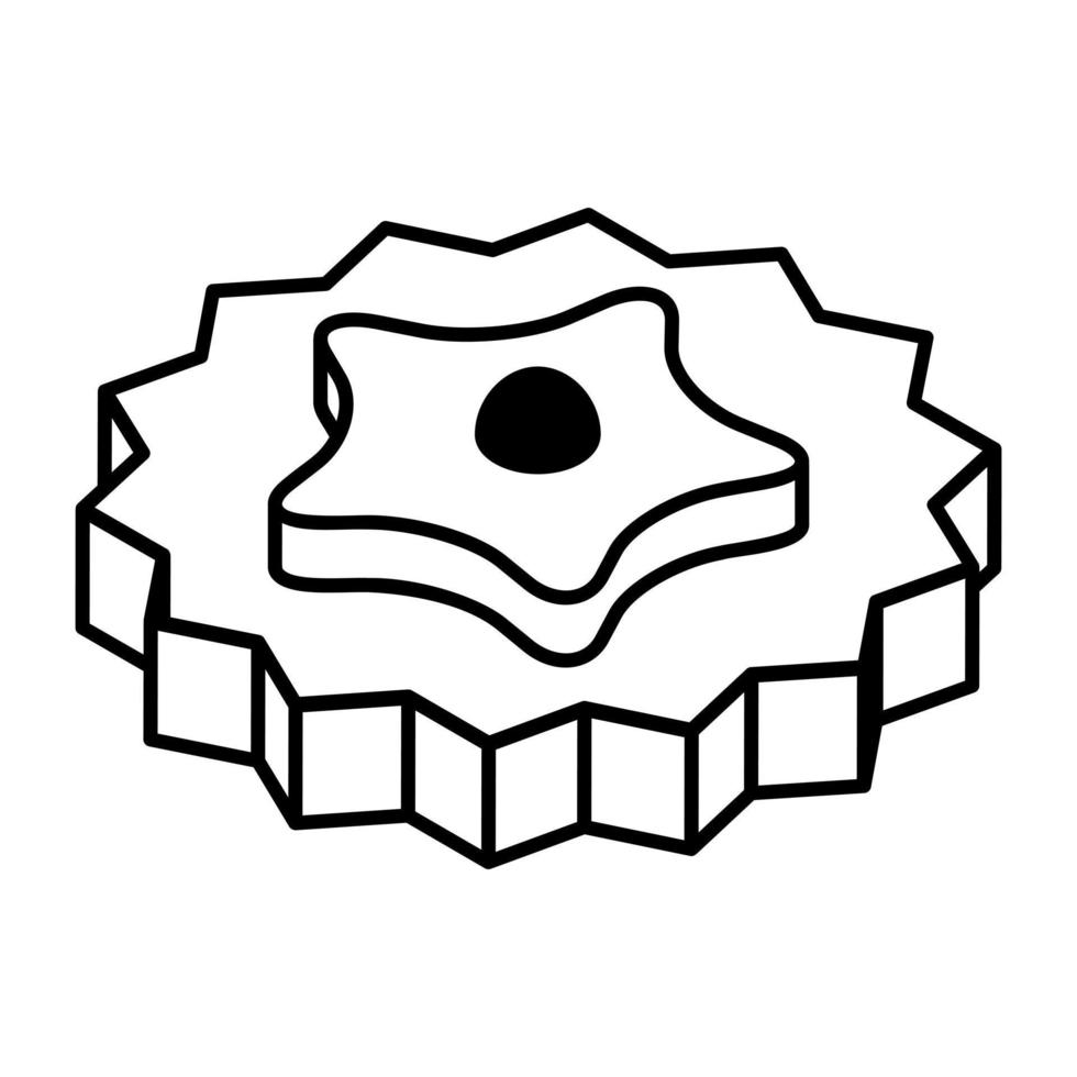 An outline isometric icon of baking mold vector