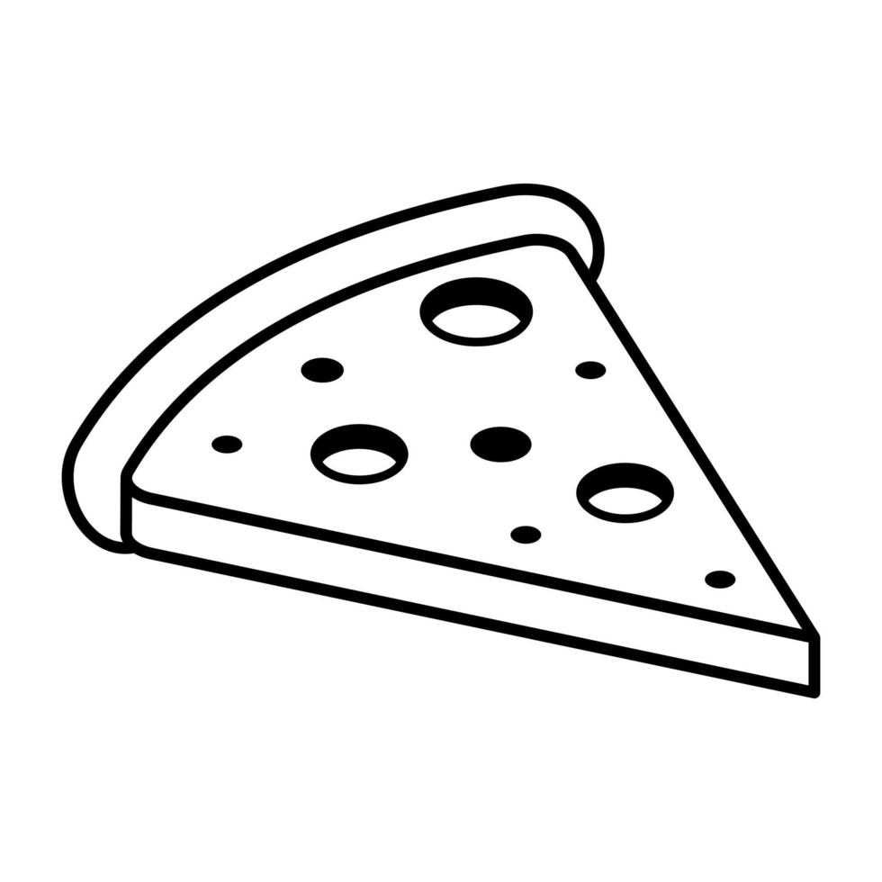 un icono isométrico de línea premium de rebanada de queso vector