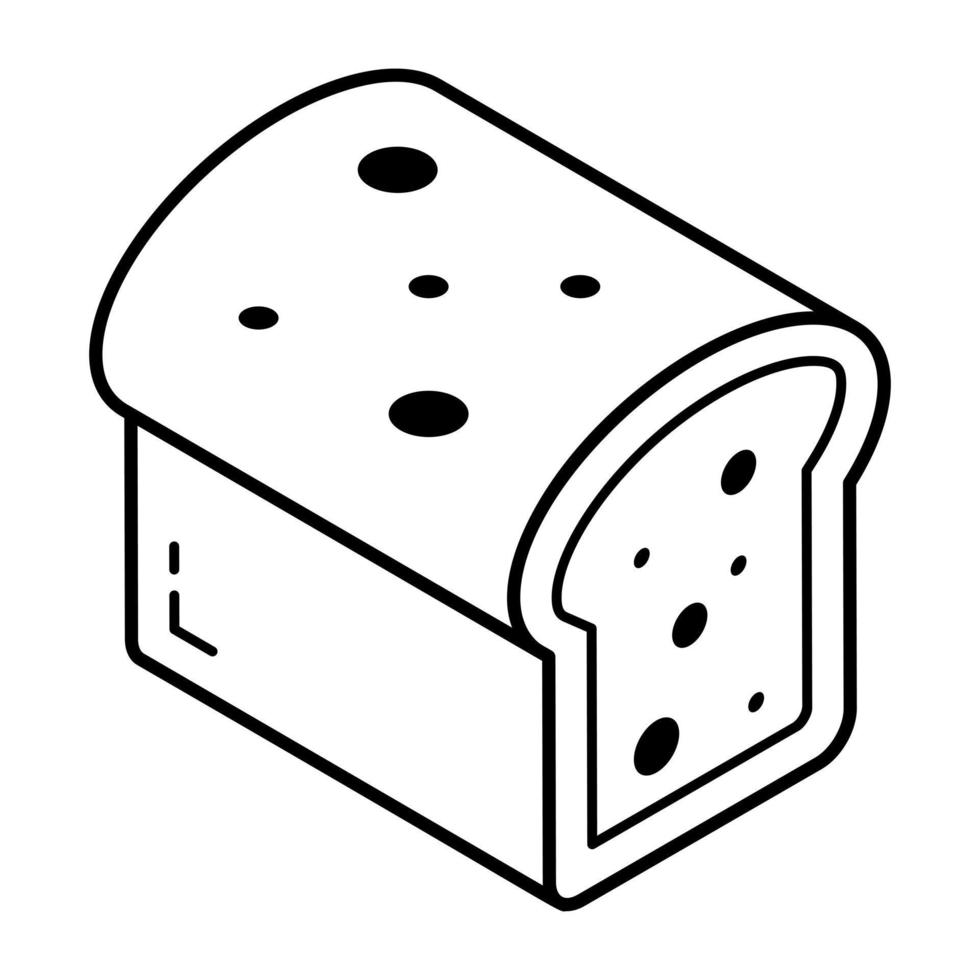 Trendy outline isometric icon of bread vector