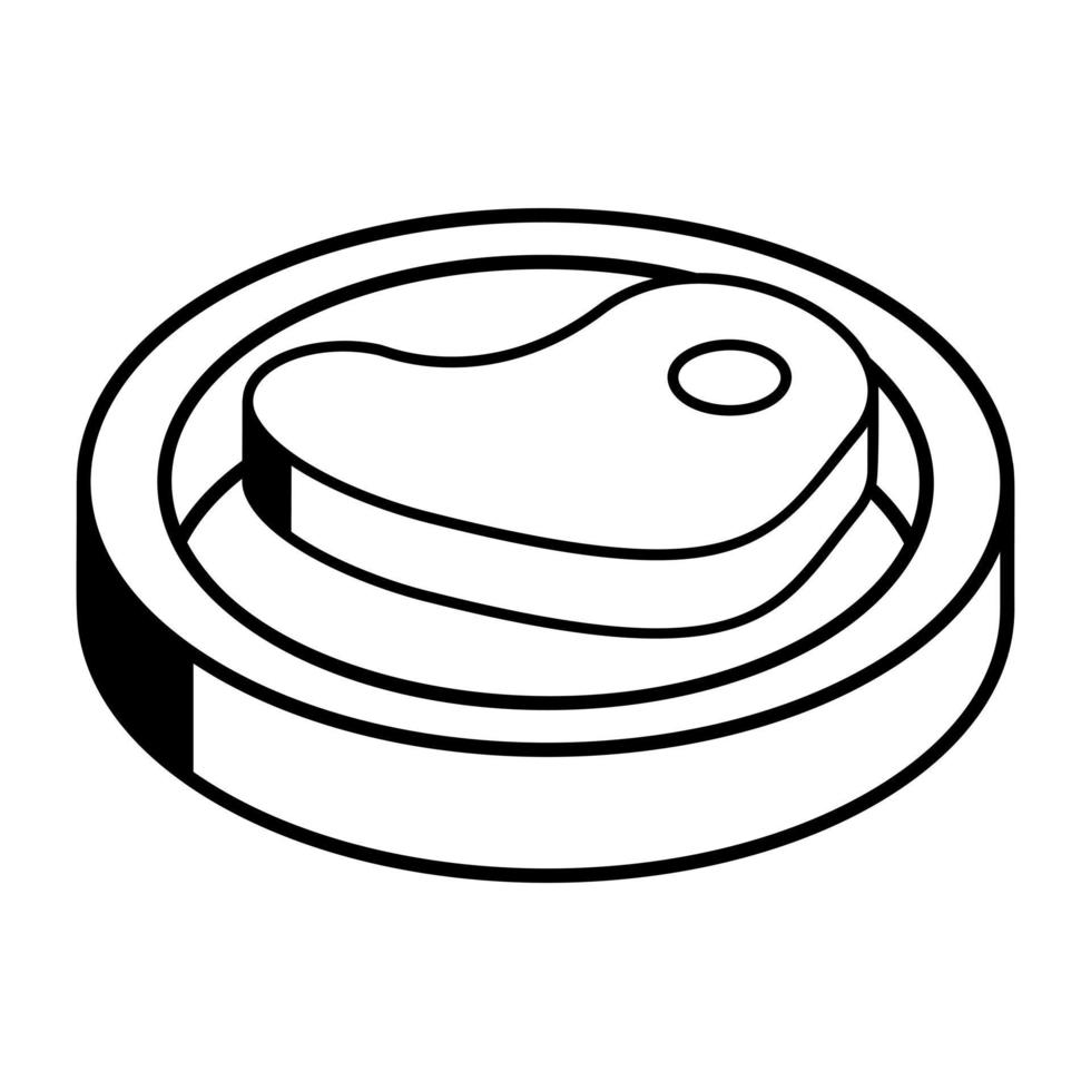 An outline isometric icon of baking mold vector