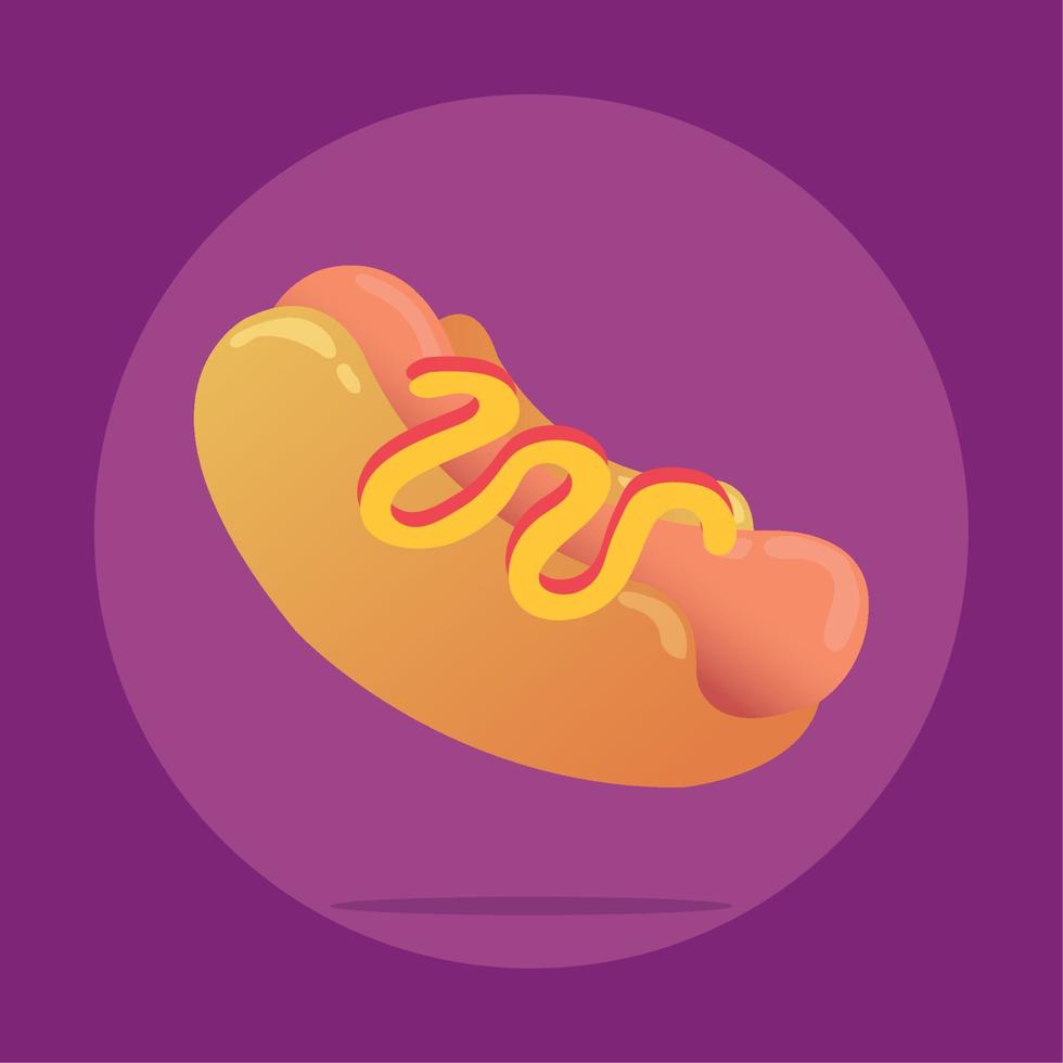 Perro caliente aislado con salsas icono comida rápida ilustración vectorial vector