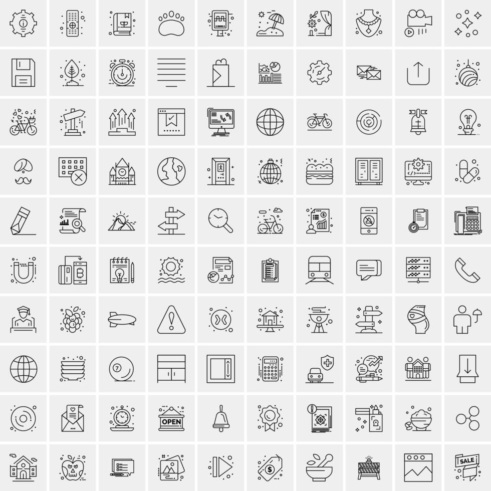 conjunto de 100 iconos de línea de negocios creativos vector