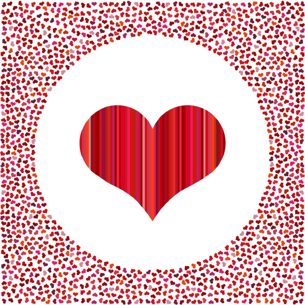Red heart and little hearts around. Valentines Day background with many hearts on a white background. Symbol of Love Element for wedding Template. vector
