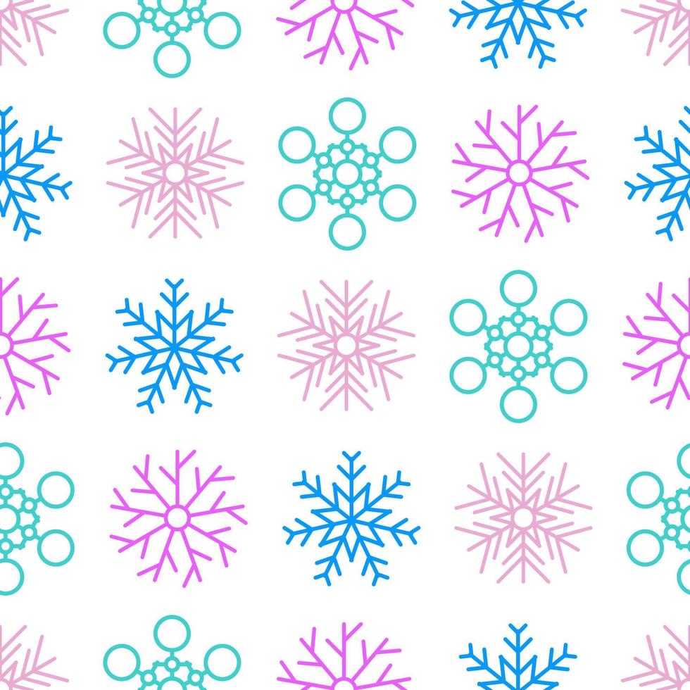 Snowflakes seamless background. Christmas and New Year decoration elements. Vector illustration.