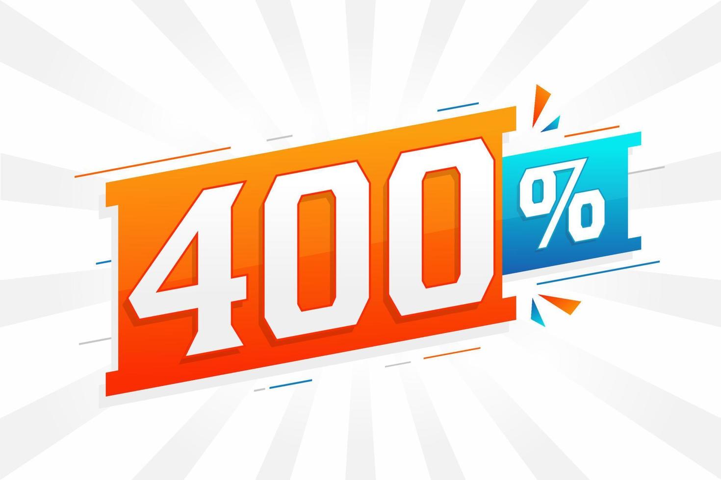 Promoción de banner de marketing de 400 descuentos. 400 por ciento de diseño promocional de ventas. vector