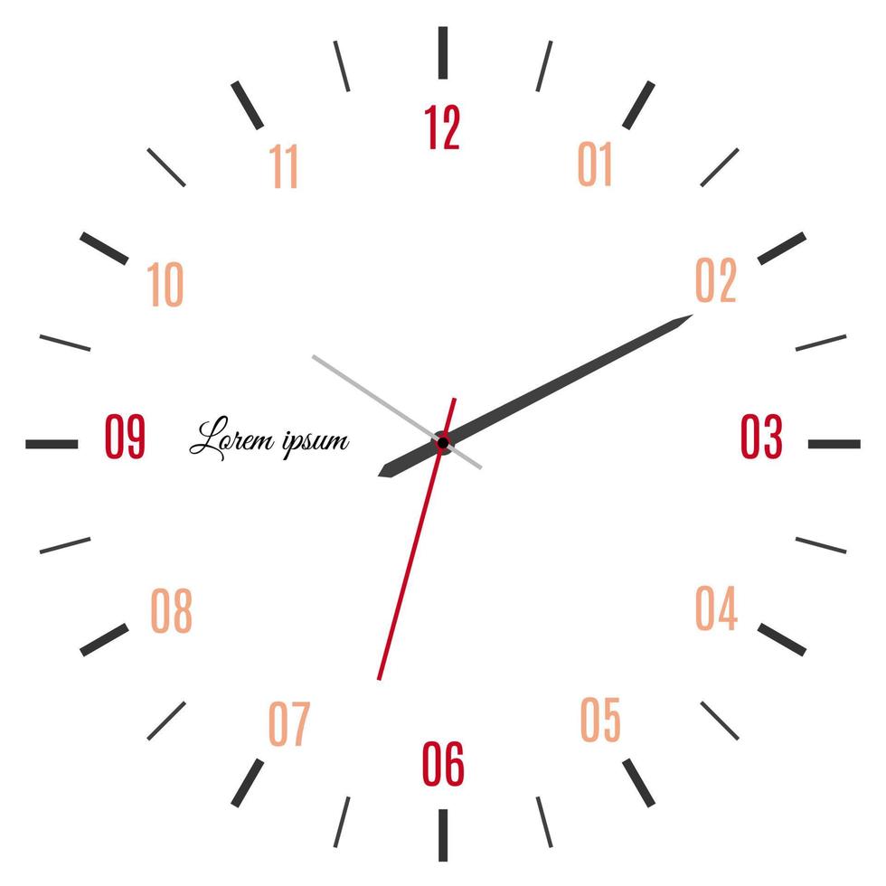 Vector illustration of mechanical clock. Clock face on white background.