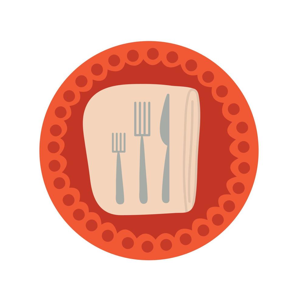 ilustración de citas de mesa vectorial. servilleta de mesa, plato y cubertería imágenes prediseñadas vector