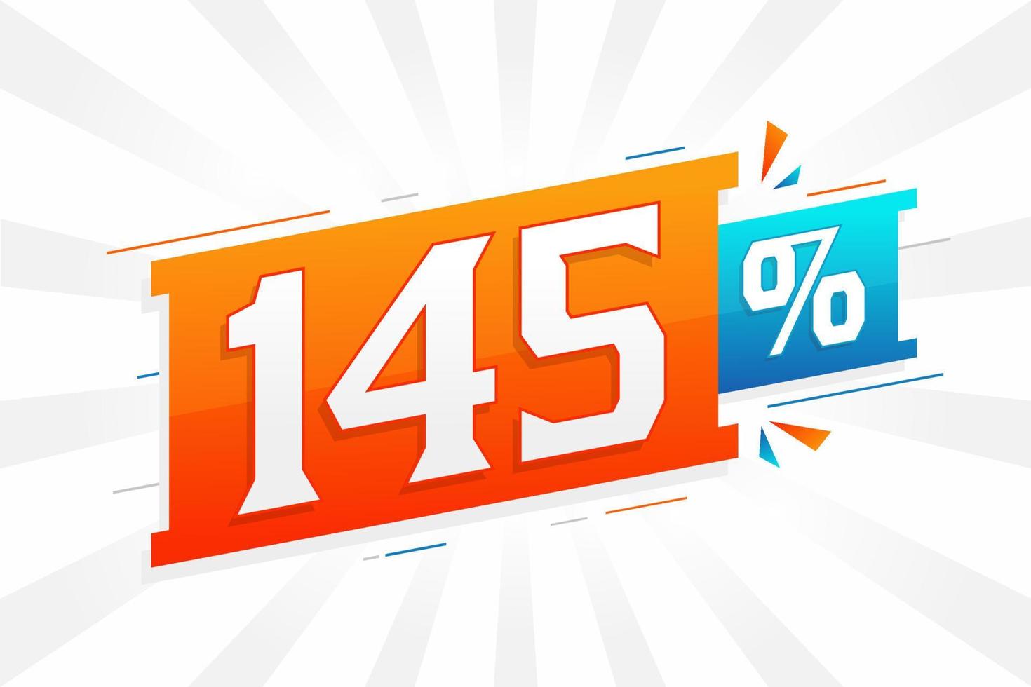 145 discount marketing banner promotion. 145 percent sales promotional design. vector