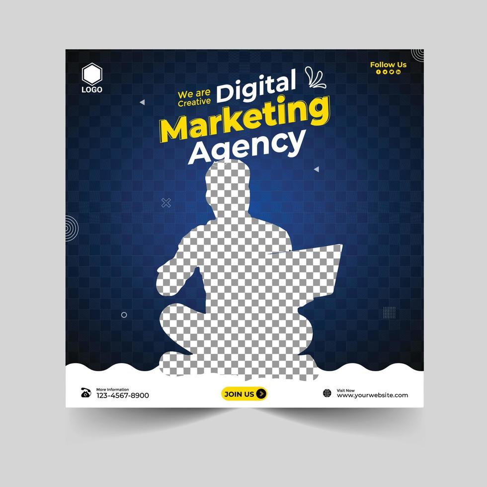 Creative marketing agency and corporate social media post or square banner template design vector