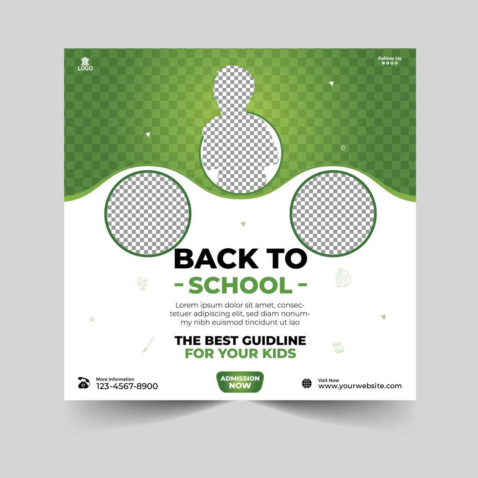 School admission social media post and web banner template design vector