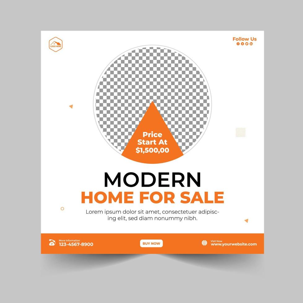 Real estate house property instagram post or social media banner template vector