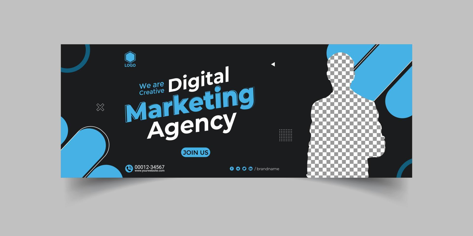 Digital marketing agency and corporate facebook cover template design vector