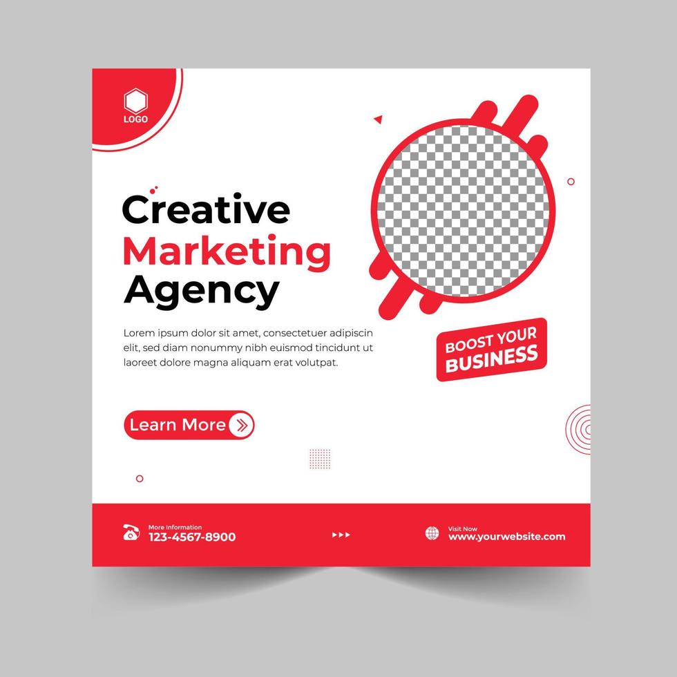 Creative marketing agency and corporate social media post or square banner template design vector