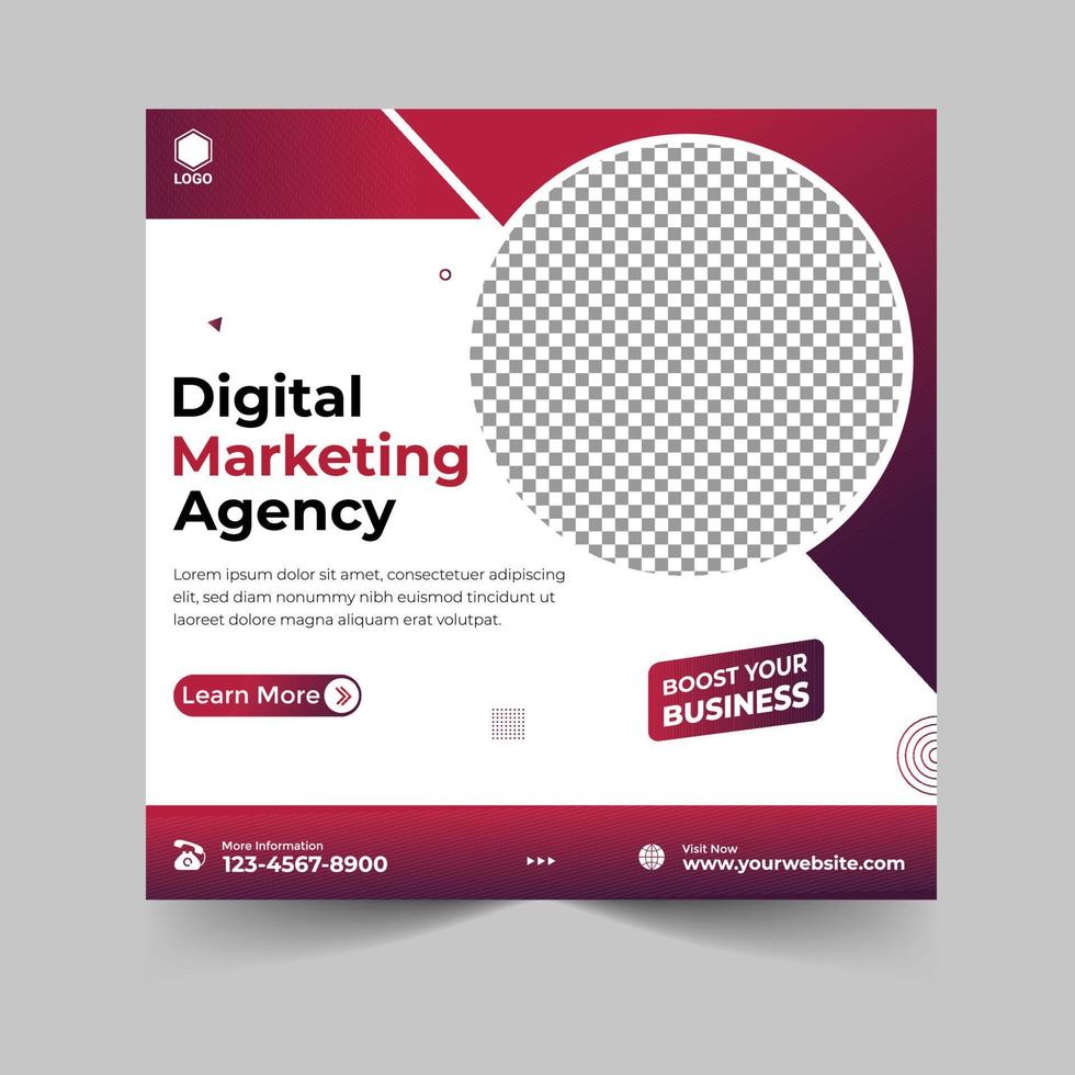 Creative marketing agency and corporate social media post or square banner template design vector
